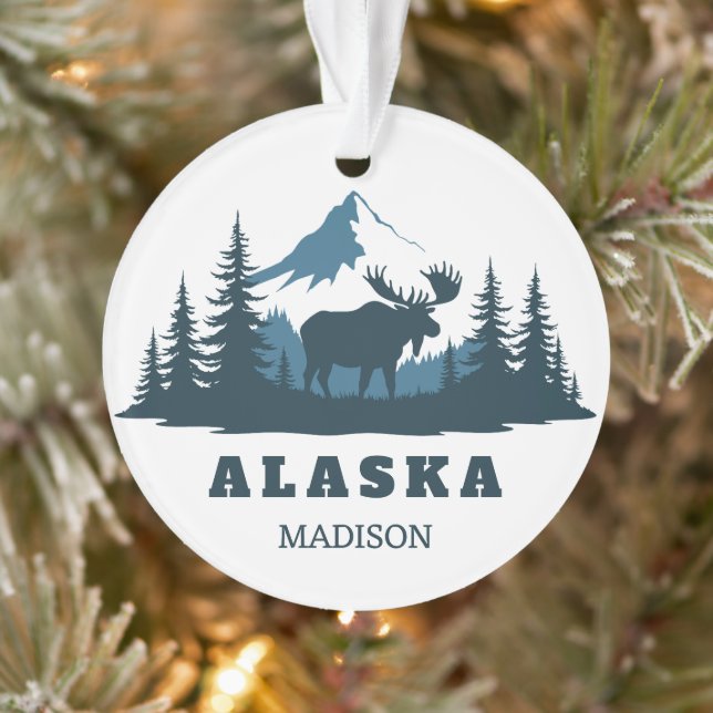 Adorno Custom Name & Text ALASKA (Árbol)