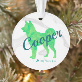 Adorno Custom Pastel Blue Shiba Inu Silhouette Ornament