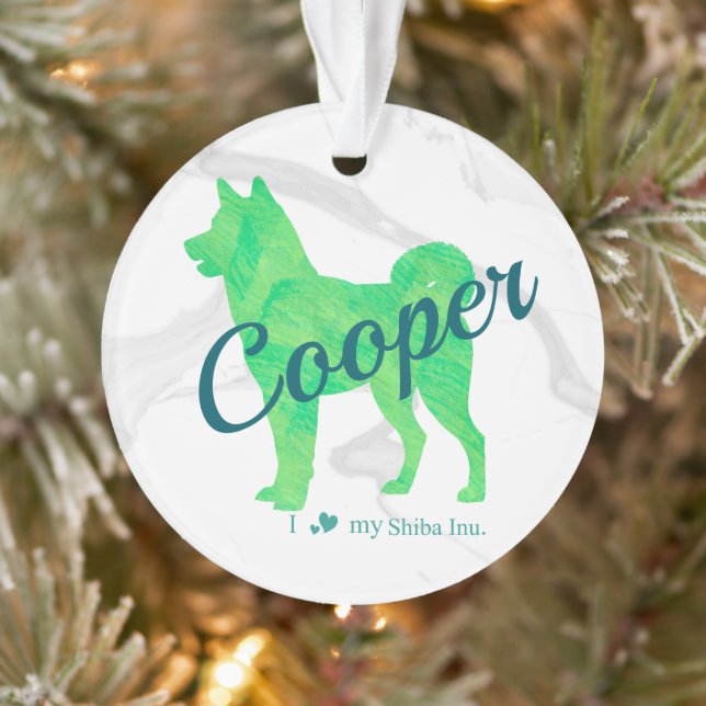 Adorno Custom Pastel Blue Shiba Inu Silhouette  Ornament (Árbol)