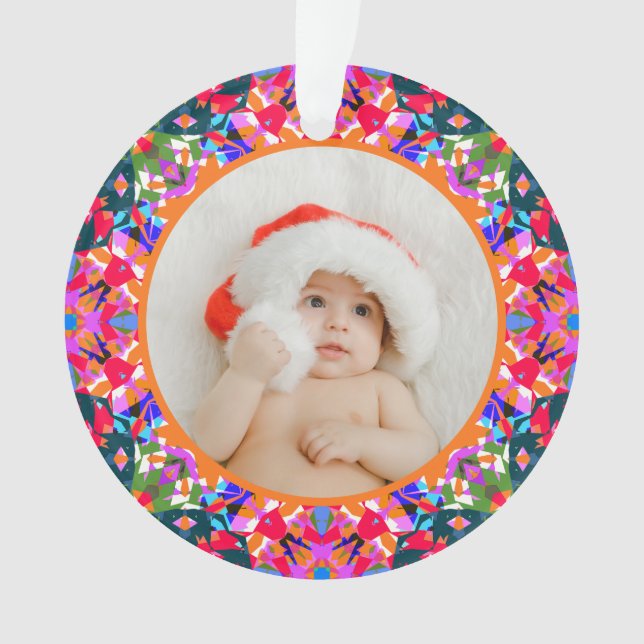 Adorno Custom Photo Merry Christmas Modern Colorful (Anverso)