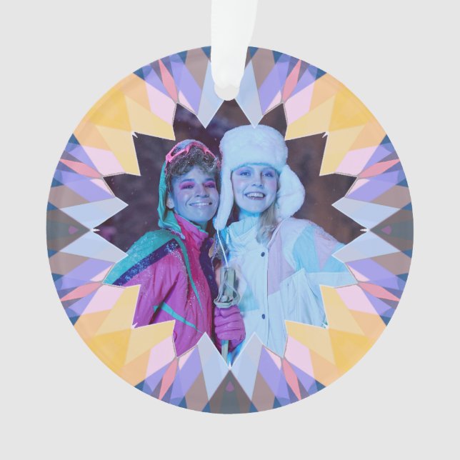 Adorno Custom Purple Yellow Christmas Star Photo Gift (Anverso)