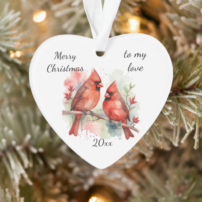 Adorno Customize Dated Cardinal to my Love (Árbol)