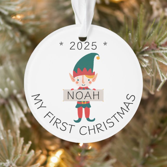 Adorno Cuta Elf Mi Primer Nombre Personalizado De Navidad (Árbol)