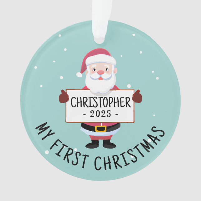 Adorno Cuta Santa Mi primer nombre personalizado de Navid (Anverso)