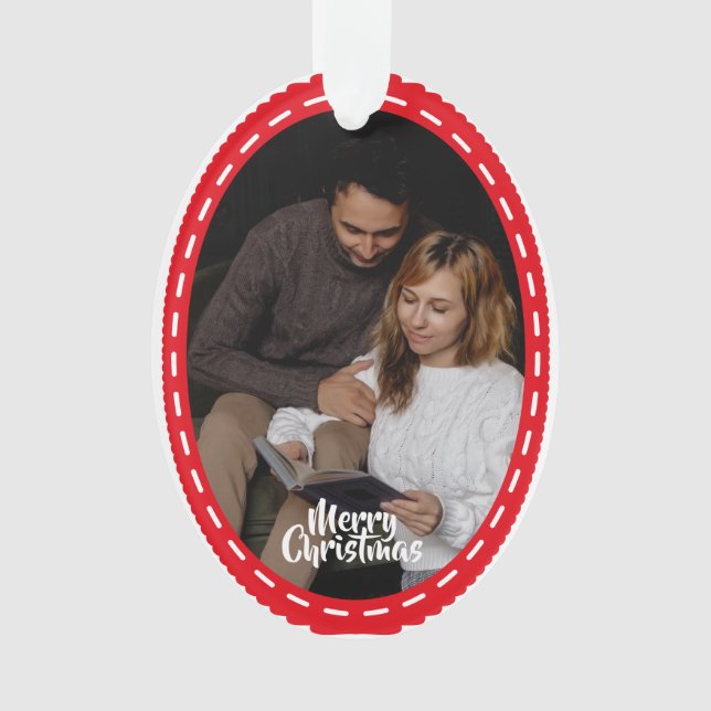 Adorno Cute 2 Photo Frame Christmas Ceramic Ornament (Anverso)