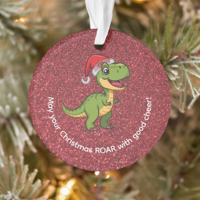Adorno Cute Adorable T-Rex in Santa Hat  (Árbol)