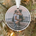 Adorno Cute Amantes Pareja Imagen Simple Cita De Amor Tex<br><div class="desc">Texto de amor romántico lindo escrito en un elegante y elegante tipo de letra. Con la opción de personalizar o personalizar con la foto de su elección. Un conservador único, cumpleaños, aniversario, regalo de El día de San Valentín, o Navidad de relleno. Fácil personalizable con una fotografía de su elección....</div>