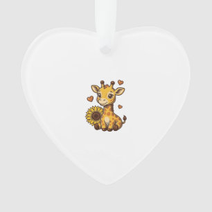 Adorno Cute Baby Giraffe Sunflower Vintage Engraving Tee_