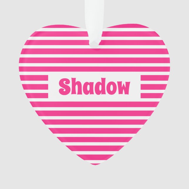 Adorno Cute Basic Hot Pink Stripes Nombre personalizado M (Anverso)