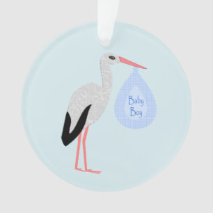 Adorno Cute Blue Baby Boy Stork
