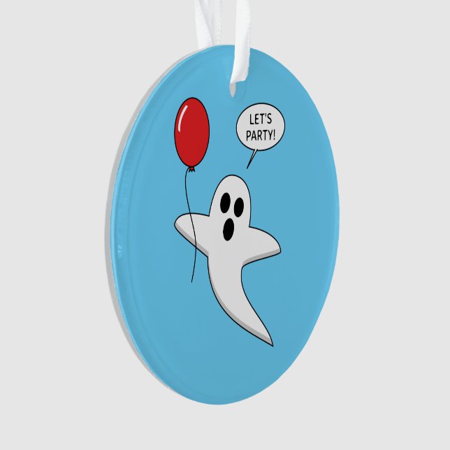 Adorno Cute Cartoon Ghost with Red Balloon (Anverso)