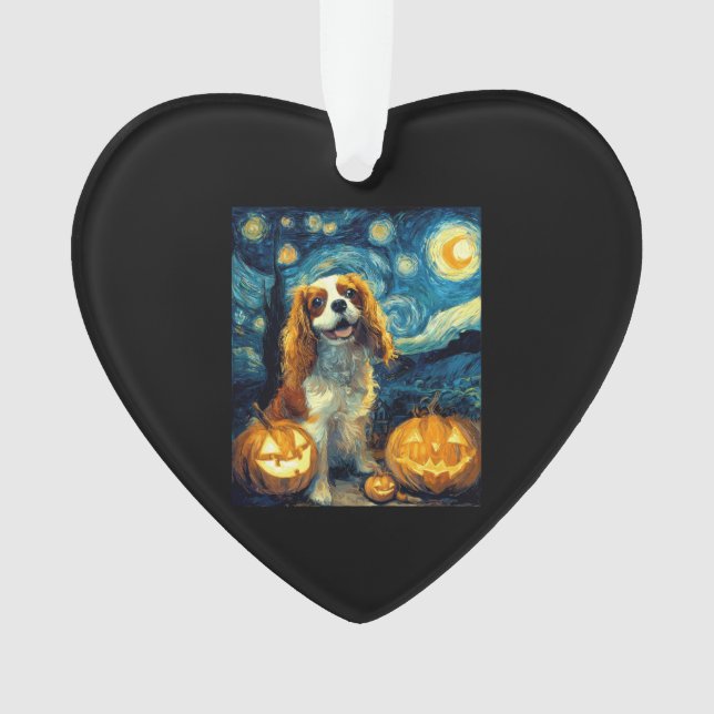 Adorno Cute Cavalier King Charles Spaniel Dog Halloween J (Anverso)