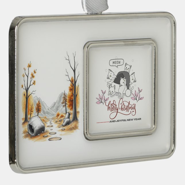 Adorno Cute Christmas Cats “Meow” Holiday Design (Derecha)