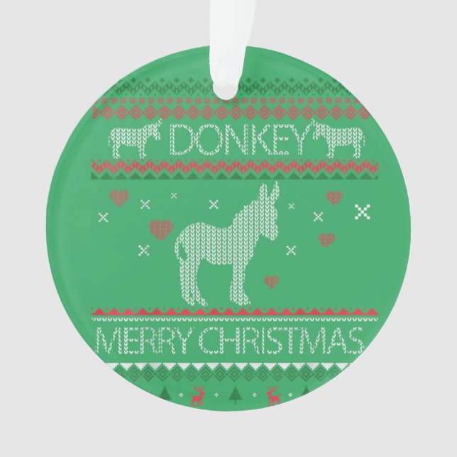 Adorno Cute Donkey Ugly Sweater Christmas Holiday Winter (Anverso)