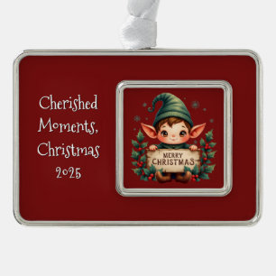 Adorno Cute Duende de Navidad sosteniendo letrero alegre