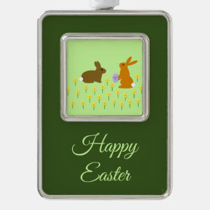 Adorno Cute Easter Bunnies and Daffodils Personalizado