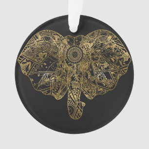 Adorno Cute Elefante dibujado a mano Henna floral