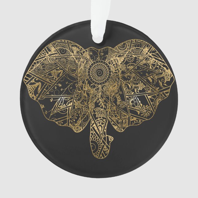 Adorno Cute Elefante dibujado a mano Henna floral (Anverso)