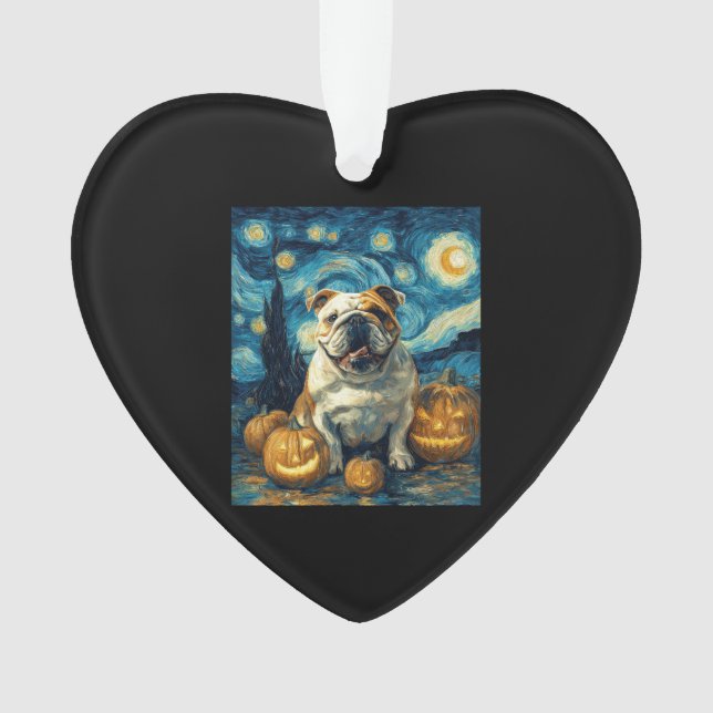 Adorno Cute English Bulldog Dog Halloween Jack O Lantern  (Anverso)