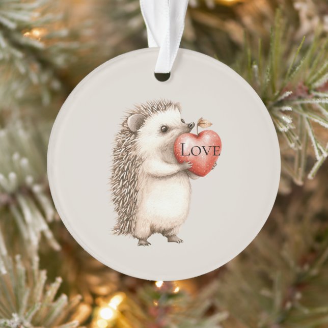 Adorno Cute Hedgehog with Red Heart Love (Árbol)