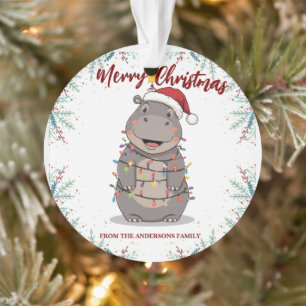 Adorno Cute Hippo árbol de Navidad safari zoológico Xmas 