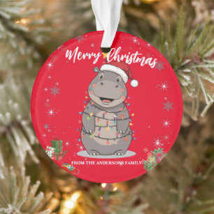 Adorno Cute Hippo árbol de Navidad zoológico safari Xmas