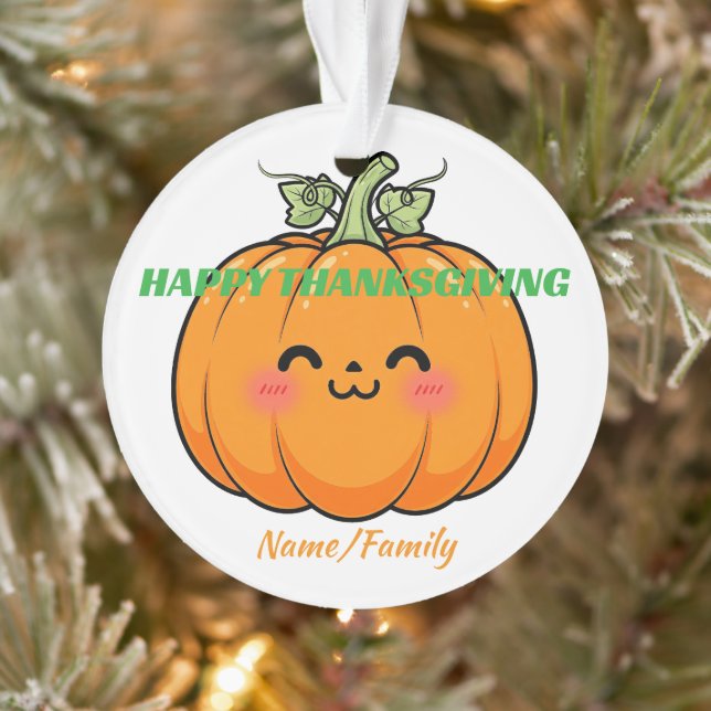 Adorno Cute Kawaii Pumpkin Face - Thanksgiving (Árbol)