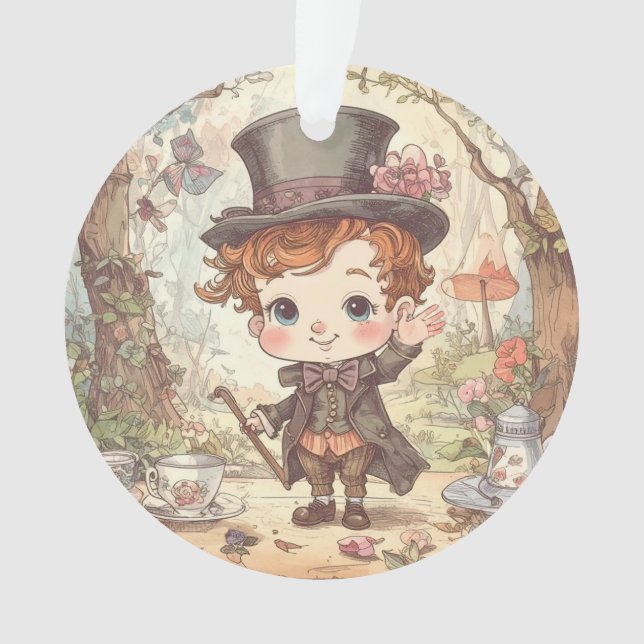 Adorno Cute Mad Hatter Whimsical Wonderland Woodland Art (Anverso)