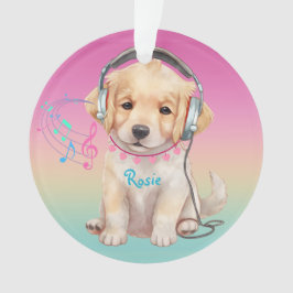 Adorno Cute Music Love Golden Retriever Personalizado