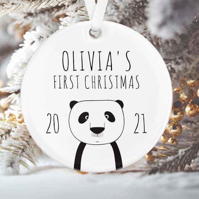 Adorno Cute Panda Babys primera Navidad Blanco Negro (Subido por el creador)