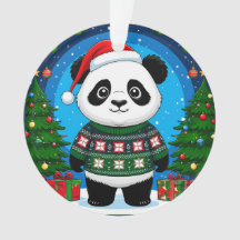 Cute Panda con Jersey de Navidad Lleva Sombrero de