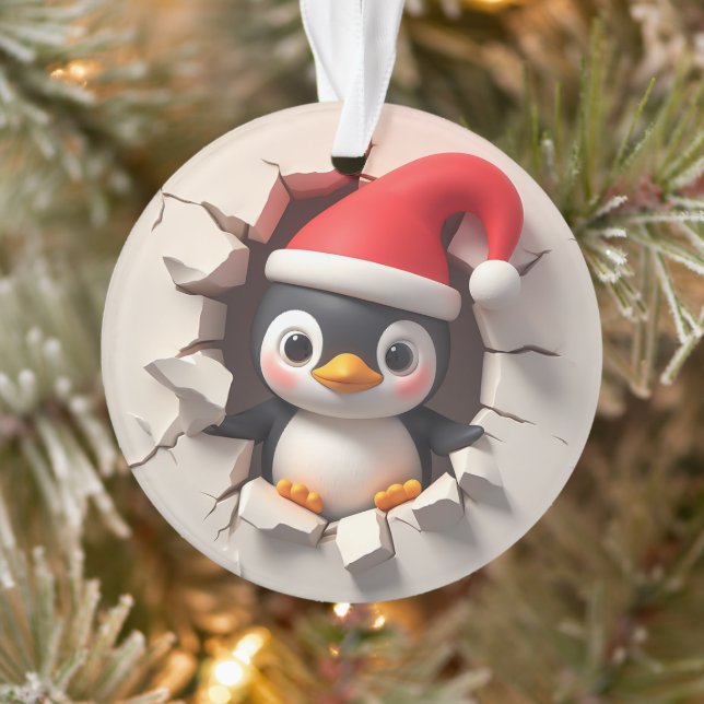 Adorno Cute Penguin Double-Sided Holiday Ornament (Árbol)