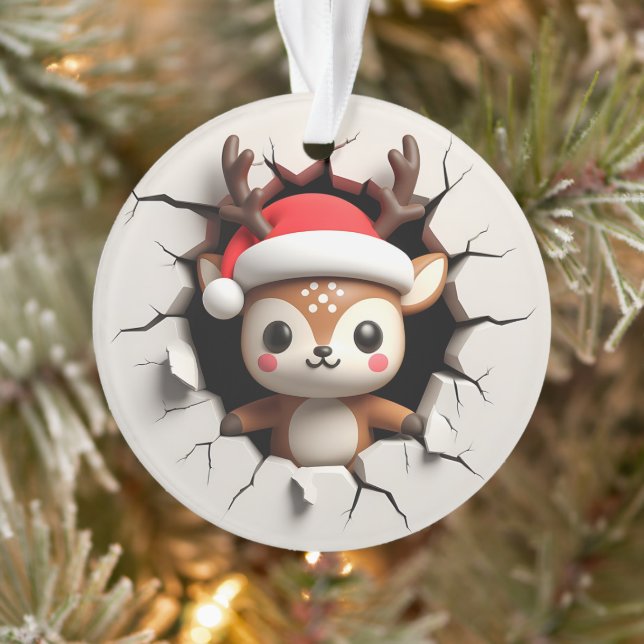 Adorno Cute Reindeer Double-Sided Holiday Ornament (Árbol)