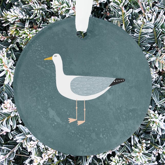 Adorno Cute Seagull (Seagull fun nautical  ceramic Christmas ornament)