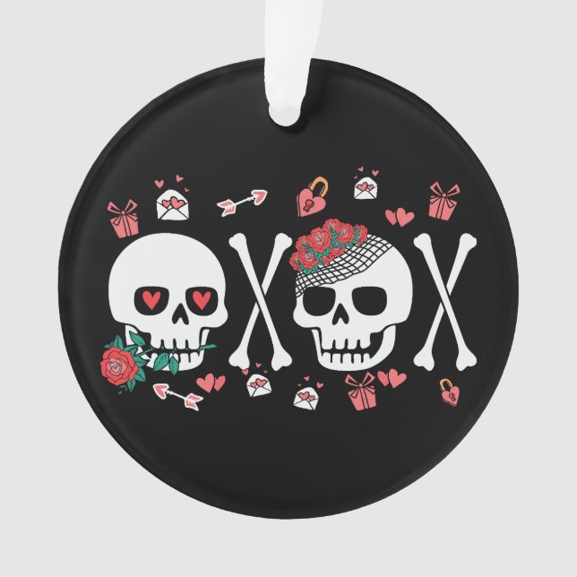 Adorno Cute Skully Valloween Valentine XOXO (Anverso)