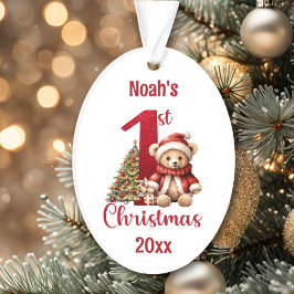 Adorno Cute Teddy Bear Baby Boy 1 Navidades