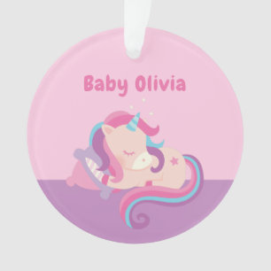 Adorno Cute Unicornio Durmiente Niña Personalizada