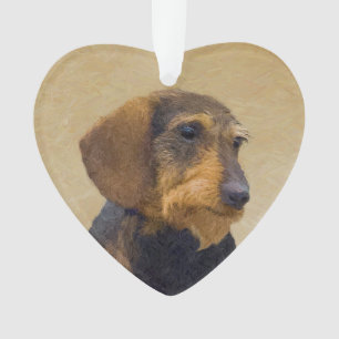 Adorno Dachshund (Cabezal alambrada) Pintura original de 