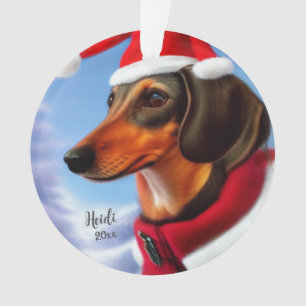 Adorno Dachshund, Perro de Santa, Personalizar, Navidad