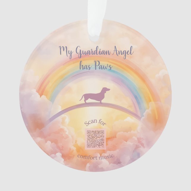 Adorno Dachshund Rainbow Bridge Ornament – Music (Anverso)