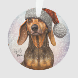 Adorno Dachshund, Santa Dog, Personalize, Navidades Ornam