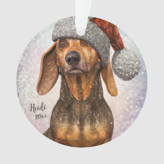 Adorno Dachshund, Santa Dog, Personalize, Navidades Ornam