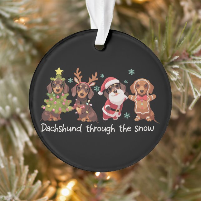 Adorno Dachshund Through The Snow Funny Christmas Dogs (Árbol)