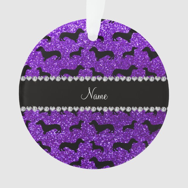 Adorno Dachshunds púrpuras personalizados del purpurina (Anverso)