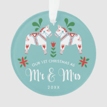 Dala Caballos Suecos Primer Navidad Sr. y Sra.