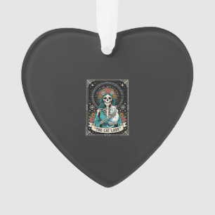 Adorno Dama de Gatos Esqueleto Tarot Floral Gótico