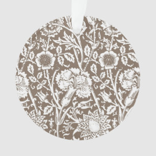 Adorno Damasco de claveles de Art Nouveau, taúpe y blanco