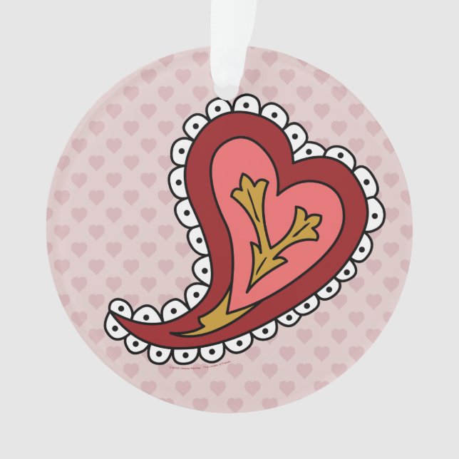 Adorno de acrílico Corazón Paisley (Anverso)