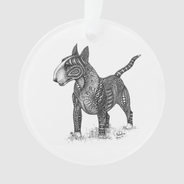 Adorno de acrílico de Bull terrier (Anverso)