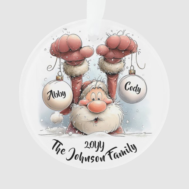 Adorno de acrílico de Santa personalizado en nieve (Anverso)